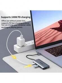 PHILIPS SWR1688B 11-In-1 Type-C Dock, HDMI, VGA Dual-Screen Display, USB 3.0 Data Interface, PD Charging, Gigabit Ethernet Port, Compatible With Various Laptops, Space Gray - Space Gray - View 2