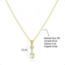 18k Gold Plated Costume Jewelry Set - Includes Bracelet, Necklace, Pendant, And Heart Earrings - 水晶 - 查看 5