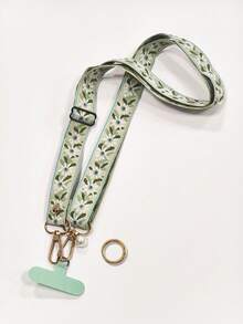 Leaf Mobile Phone Strap Hanging Adjustable Nylon Neck Lanyard With Faux Pearl Pendant And Wide Fabric Shoulder Strap Cover - Multicolor - View 22