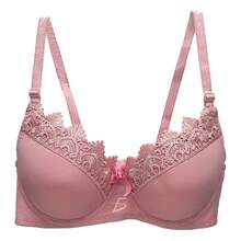 Brasier Sujetador Ropa Interior Ribete Encaje Copa Ajustable, lencería femenina, sujetador moderno con encaje, ropa interior cómoda, brasier ajustable copa, brasier elegante - Rosa - Ver 2
