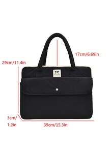 1件装黑色韩版多巴胺撞色大容量16英寸横向二合一笔记本电脑包，通勤便捷单肩包，女士休闲背包，笔记本电脑保护套，电脑包，手提包，防水旅行必备