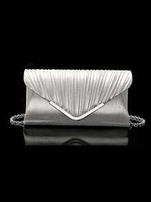 Women's Fashion Versatile Elegant Pleated Clutch Bag, Evening Bag, Dress Bag, Chain Shoulder Bag, Party Bag