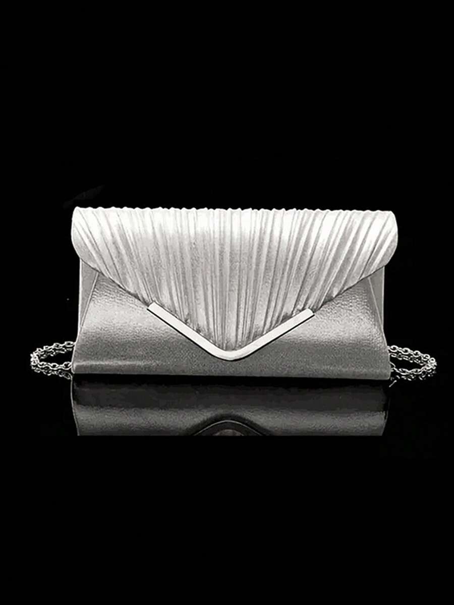 Women's Fashion Versatile Elegant Pleated Clutch Bag, Evening Bag, Dress Bag, Chain Shoulder Bag, Party Bag