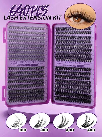 640 piezas Pestañas individuales con rizo D, aspecto suave y natural y espeso y esponjoso, 640 grupos de extensiones de pestañas postizas de alta capacidad, libro de pestañas de gran capacidad, efecto 3D/5D/6D, maquillaje de ojos de belleza de larga duración, conjunto de pestañas postizas realistas, adecuado para uso diario, fiesta nocturna, cosplay, maquillaje de boda, regalo para niñas y mujeres