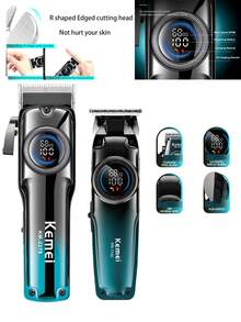 Kemei Electric Hair Clipper Professional Hair Cutting For Men KM-2279 & Electric Hair Trimmer KM-1740 Sculpting Clipper T-Blade Clipper 0mm Zero Gapped Carving Clipper Trimming For Men Daily Use Salon Use Set For Haircut Gift For Men - Green - View 8