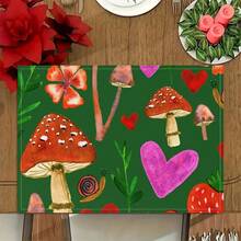 4pcs Print Placemats, Snail And Mushroom Love Watercolor Pattern In Dark Green, For Dining Table 12 X 18 Inch For Kitchen Decoration Holiday Decoryuuip564 - 4pcs - 查看 6