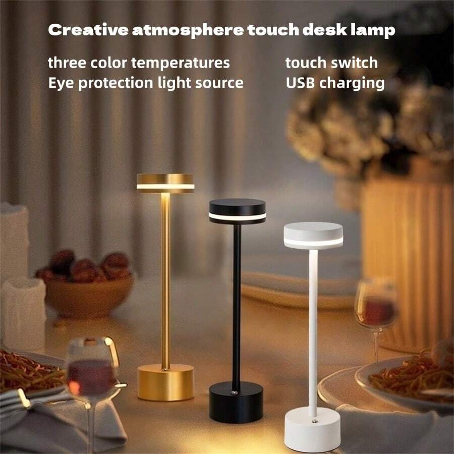 Une lampe de bureau LED en métal simple avec trois températures de couleur et un mode de gradation infini. Convient pour les lampes de chevet de chambre, l'éclairage de bureau, les salles à manger et la décoration d'ambiance des bars. - Lampe à poutre en I - Voir 1