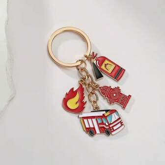 1 st brandman minnesnyckelring bilnyckelring hängande dekoration brandbil eldsläckare legering nyckelring