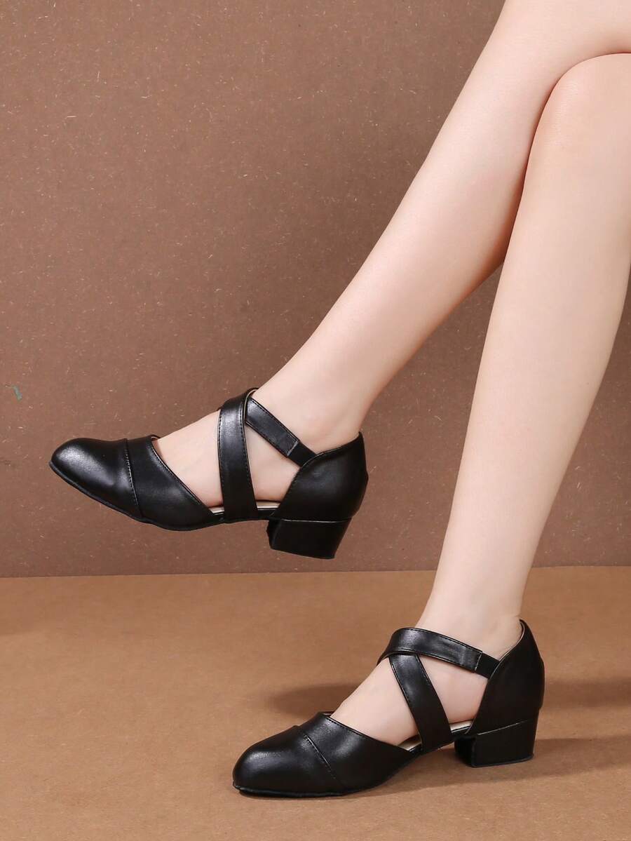 Latin Dance Shoes, Solid Color, Sports Microfiber Leather, Criss-Cross Strap, Indoor Fur Sole, Suitable For Party All Seasons