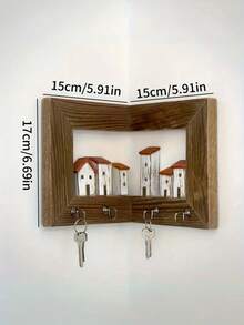 1pc Rustic Style Wall Mounted Key Holder With 4 Hooks, Wall Hanging Key Rack, Wooden Entryway Organizer With Hooks, Suitable For Bedroom, Home Wall Display, Art Wall Storage, Arts And Crafts Wall Shelf, Key Hooks