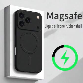 1pc Solid Color Matte Liquid Silicone Soft Phone Case Compatible With IPhone 17 Pro Max Air 16 15 14 13 12 11 Pro Max Plus AirMagsafe Magnetic Wireless Charging Bumper Back Cover,Liquid Silicone Phone Case,Christmas Gifts