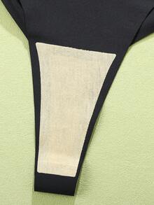 7pcs/Set Women's Solid Black Thong Panties, Comfortable Fabric Sexy Low Waist Black Solid Color Underwear - Black - View 7