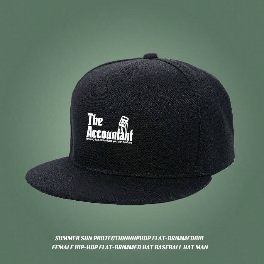 ãPopular ItemãBlack cap with the design of "The Accountant" large head around flat bill cap low cap ball cap breathable visual unisex small head around graphic print baseball cap retro haphop baseball cap Baseball cap low cap snapback duck cap snapback cap duckville cap sports fashionable snapback cap - ãã©ã㯠- ãã§ãã¯ãã 1
