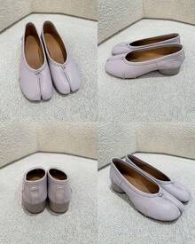 KOKOMOMO Black Split Toe Ballet Heels For Women Japanese Tabi Shoes Cylindrical Low Heels Pumps Chunky Block Heel Office Wedding Party Dress Shoes 12 INCHChristmas - 淺紫色皺紋 - 查看 5