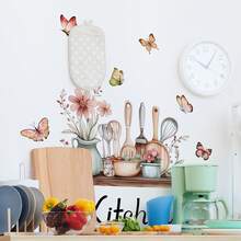 Multiple Pink Kitchen Utensils, Kitchen Wall Stickers, Dining Room Kitchen Home Decor Wall Stickers, Self-Adhesive - Multicolor - View 8