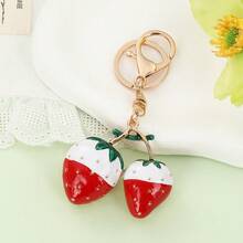Creative New Dripping Oil Strawberry Fruit Keychain, Exquisite Ladies Bag Keychain, Car Keychain, Small Gift, Cute Zinc Alloy Accessory, Autumn - One Size - View 3