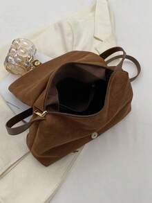 Women's Daily Commute Fashion Large Capacity Solid Color Crossbody Bag - Brown - View 8