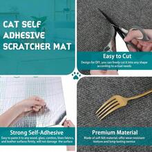 1片自粘式猫抓垫 - 耐用涤纶沙发保护垫，双层材质，含剑麻和柔软布料，易于粘贴，有效保护家具免受猫抓。
