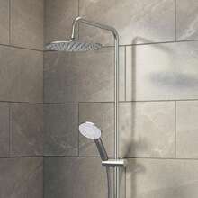 Exposed Thermostatic Shower Mixer Bathroom Twin Head Round Square Bar Set - Silver - View 10