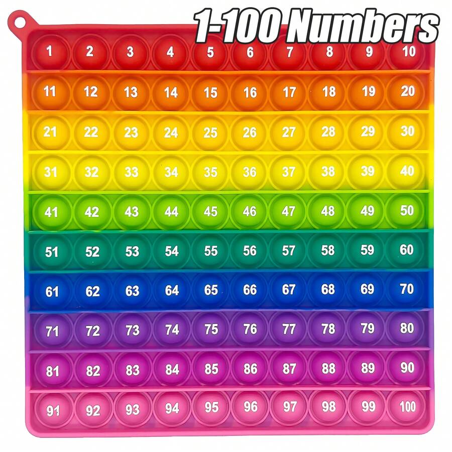 legendstar 1-100 和 1-200 数学游戏玩具，快速按压练习活动，带按压泡泡的益智数学学习教学玩具，适合 3 岁以上儿童，课堂礼物 - 彩色 - 查看 1