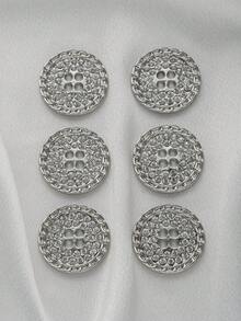 Pacote com 6 botões redondos de metal com strass, ideais para costurar casacos, suéteres, jaquetas, ternos, cachecóis, chapéus e outros acessórios de moda DIY. Cor dourada, 15-25 mm. - Multicolorido - Ver 15