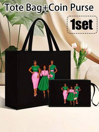 Sisterhood Classic Large Capacity Tote Bag:Women's Versatile Commuter Handbag,Sister Girls Creative Print Handbags, Travel Lightweight Beach Bags, Commuting Fashionable Versatile Large Capacity Handbags, Shopping Bags,Large Capacity Handbag, With Coin Wallet,Letter Printed Shoulder Bag, Women's Casual Handbag, Shopping Bag And Gift Bag, Teacher Gift Bag, Essential For Returning To School