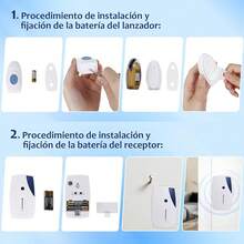 Dallfoll Timbre Inalámbrico para Puerta con 1 Transmisor y 2 Receptor,Timbre Impermeable,3 Niveles de Volumen Ajustable con 36 Melodías,LED Indicador,Alcance a 100M, Casa,Oficina,Hotel,Almacén - 2 Receptores - Ver 6