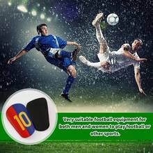 1 Pair Red & Blue Striped No.10 Football Shin Guards, Comfortable Fit, Unique Size Design Suitable For Football Or Other Sports - Multicolor - View 6