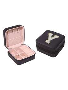 Organizer da viaggio per gioielli, scatola portaoggetti per gioielli con iniziali personalizzabili, organizer multifunzionale per gioielli, organizzazione e conservazione dei gioielli, scatola portagioie compatta, organizer per il trucco, organizer per smalti, elementi essenziali da viaggio, elementi essenziali per crociere, per anelli, collane, orecchini, conservazione dei gioielli, regali per damigelle, regali personalizzati per donne, mogli, mamme