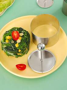 1件套不锈钢沙拉模具套装 - 圆形，创意厨房工具，适用于餐厅和酒店的西式菜肴摆盘 - 銀色 - 查看 6