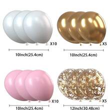 30 piezas de globos de látex metálicos dorados y rosas de 12 pulgadas, globos blancos perlados y globos con confeti dorado para decoraciones de cumpleaños, bodas y aniversarios - 5 - Ver 5
