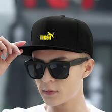 A cool cap with a cute "TIGER" logo featuring a yellow tiger pattern on a black design, in a handsome fashion style. duck cap low cap Baseball cap retro large head around snapback cap haphop baseball cap fashionable breathable unisex baseball cap sports duckville cap low cap small head around ball cap flat bill cap graphic print snapback snapback cap visual - ブラック - チェックする 3