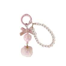 Faux Pearl Strings Bow-Shaped Colorful Pom-Pom Handcrafted Keychains Bag Pendants Cute Charm Accessories For Women And Girls, Adorable Handcrafted Trinket Charms For Back-To-School Bags, Keys, Purses, Phone Straps, Gifts And Stocking Stuffers, Festive Holiday Party Favors, Fall Winter Everyday Cute Details, Lightweight Decorative Bag Charms For Travel And Daily Use - Multicolor - View 5