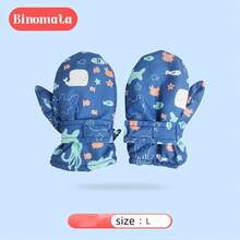 Binomata 1 Pair Kids Boys And Girls Cartoon Design Gloves, Toddler Mittens, Waterproof Windproof Warm Winter Gloves For Outdoor Snow Play And Skiing - Multicolor - View 12