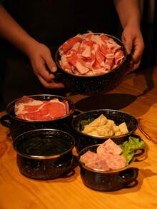 3pcs Enamel Speckled Small Capacity Soup Pot Set, Suitable For Induction Cooktop & Open Flame, Natural Marble Texture Enamel Pot With Elegant Silver Rim Design, Glass Lid Enamel Cookware Set, Great Gift For Relatives And Friends - Multicolor - View 4