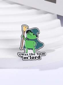 1 件卡通徽章，神经多样性可爱表情包风格青蛙巫师“这是‘tism M'lord’文字设计支持神经多样性社区日常背包装饰 - 綠色 - 查看 6