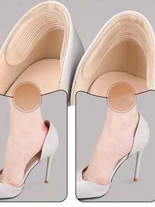 1 Pair Soft Silicone Heel Grips, Anti-Slip & Anti-Friction Heel Liner Cushions For High Heels, Self-Adhesive & Adjustable - Clear - View 2