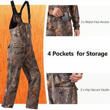 NEW VIEW Insulated Hunting Bibs For Men, Silent Camo Bibs With Fleece Lining, Water-Resistant Winter Hunting Overalls