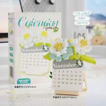 Mini Calendar Book Building Blocks Micro Blocks Educational Toy For Kids,Plastic Flowers Building Blocks Bricks Game Children's Toys,Desktop Ornament,New Year Decoration Items,Birthday Gifts/Christmas Gifts/New Year Gifts - 彩色 - 查看 11