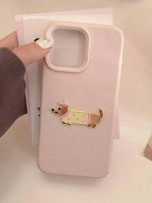 1pc Feather Shell IMD Minimalist Dachshund Dog Pattern Phone Case, Compatible With Iphone 16 Pro Max, 17/16/15/14 Plus, 13/12/11, Air, And Series - 款式1(1件) - 查看 2