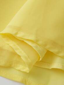 Women Summer Mini Cami Dress Solid Color Sleeveless Open Back Smocked Waist Mesh Dress For Spring Streetwear - Yellow - View 5