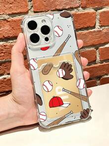 1 pieza Funda protectora, funda transparente para celular, con ranura para tarjeta, carcasa de TPU silicona resistente a golpes "Funda de teléfono con diseño de béisbol, estilo deportivo casual y clásico estadounidense, ideal para hombres y parejas, temática de juego y equipo, regalo perfecto para temporada de fiestas, compatible con Galaxy A21/A24/A25/A32/A34/A35/A54/A55, Galaxy S25/S24/S23/S22/S21 Ultra/Plus, compatible con iPhone16/15/14/13/12/11/XS/XR/X/PLUS/PRO/PROMAX, agarre cómodo, regalo de temporada para amigos, novia, novio, familia" - transparente - Ver 8