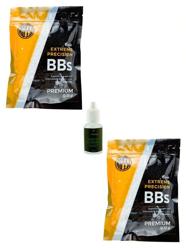 Kit 02 Saco Refil Munição Airsoft BBs 0.12g Rossi 1000un e Óleo de Silicone