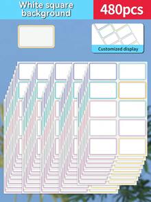 定制30/60/120/240/360/480张透明防水姓名标签 - 白色/透明/全息/彩虹色定制贴纸，多种尺寸可选，文字可定制，不易褪色，易粘贴易移除，适用于文件整理、编号、学校及办公用品、水瓶、午餐盒、办公室装饰等。 - 合成紙材質 - 查看 50