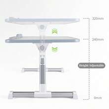 Mesa auxiliar de cama con altura y ángulo ajustables, elevador para portátil, mesa plegable multifuncional, soporte plegable para tablet de hasta 17 pulgadas, ideal para trabajar, estudiar, leer o escribir desde el sofá. También sirve como mesa, soporte para portátil con altura ajustable y bandeja para desayunar en la cama, el sofá, la terraza o el balcón. - Blanco - Ver 7