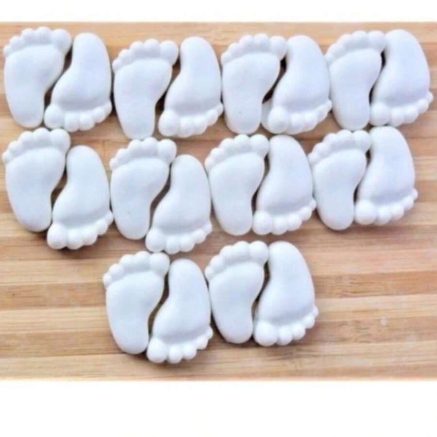 Kit Of 50 Pairs Of Mini Foot-Shaped Soaps, 3.5cm (100 Units) For Baby Gender Reveal Party. - 藍色 - 查看 1