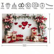 1pc Classic Polyester Valentine's Day Photo Backdrop, Suitable For Family Celebration Events, Traditional Gift For Brides, Valentine's Day Holiday Background, Birthday Party, Classroom And Office Valentine's Day Decoration, Holiday Decoration Photo Banner, Booth Props, Wall Mounted Photo Sign. - Multicolor - View 6
