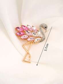 1pc Unique Crystal-Like Flamingo Brooch Pin, Suitable For Daily Outfit And Gift - Pink - View 3