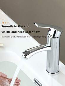 1 szt. Nowoczesny chromowany, okrągły kran umywalkowy do łazienki z pojedynczym uchwytem, montowany na blacie – zapewnia ciepłą i zimną wodę, do toaletki i szafek łazienkowych, zawiera opcjonalne akcesoria z wysoką wylewką i przewody doprowadzające wodę - Wielokolorowe - Zobacz 5