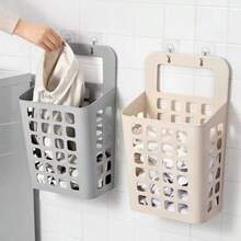 Cesto de ropa sucia plegable montado en la pared para una fácil organización del hogar y ahorro de espacio, cesto de lavandería ultra compacto y plegable con soporte de pared, ideal para baños pequeños, dormitorios, cuartos de lavado y armarios, mantiene la ropa sucia organizada y fuera de la vista, solución de lavandería de acceso rápido colgada en la pared para uso diario - Multicolor - Ver 3